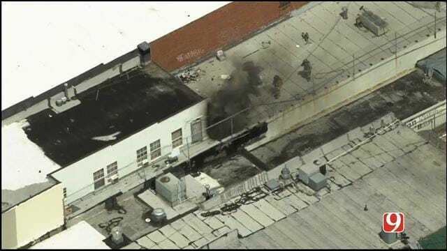 WEB EXTRA: SkyNews 9 Flies Over Commercial Fire In SW OKC