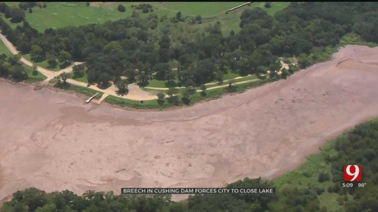 Cushing Lake Closed Indefinitely, Water Levels Receding After Dam Breach