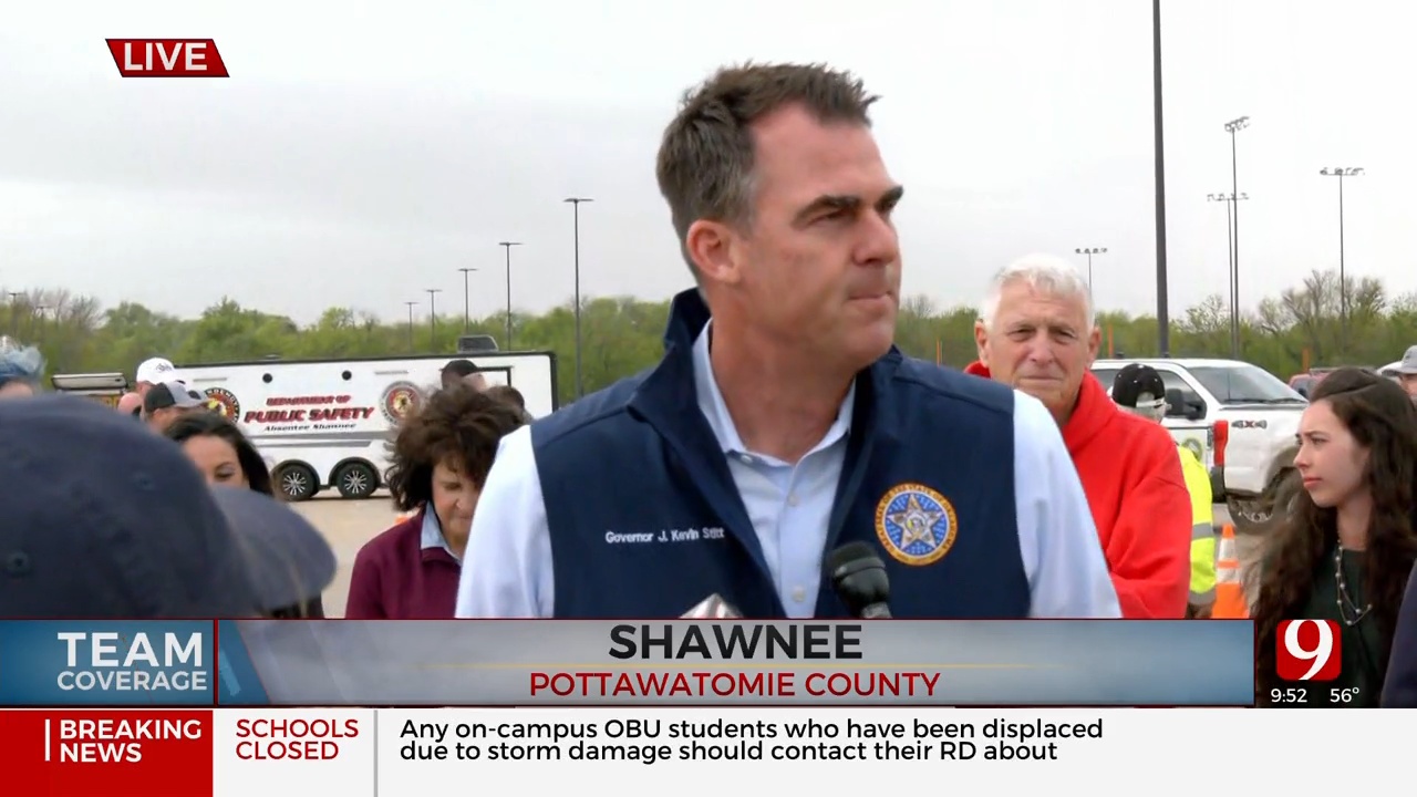 Gov. Stitt Assessing Damage In Shawnee, Visit To Cole Expected Later