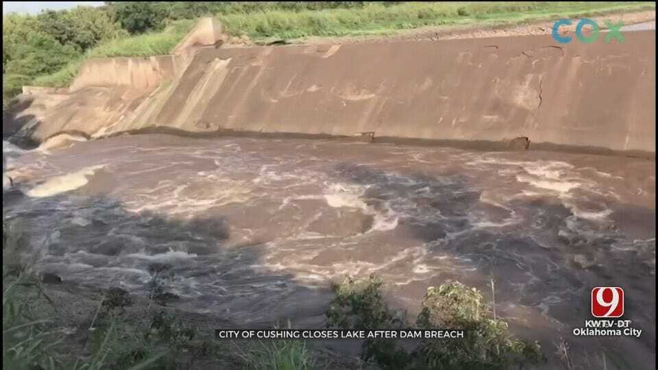 Cushing Lake Closed As City Officials Monitor Dam Breach