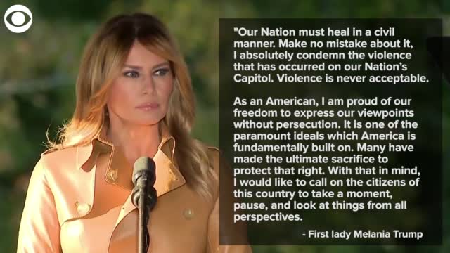 Watch: First Lady Melania Trump Condemns Violence At Capitol In Statement