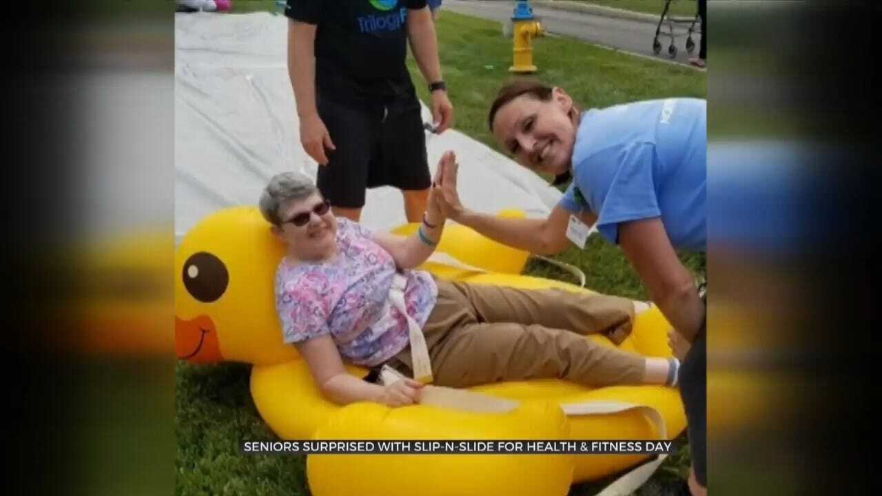 Seniors Surprised With Slip-N-Slide For Health And Fitness Day