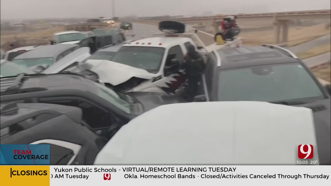 ‘Glass Flying Everywhere:’ Woman Recounts 29-Vehicle Pile Up Near Downtown OKC 