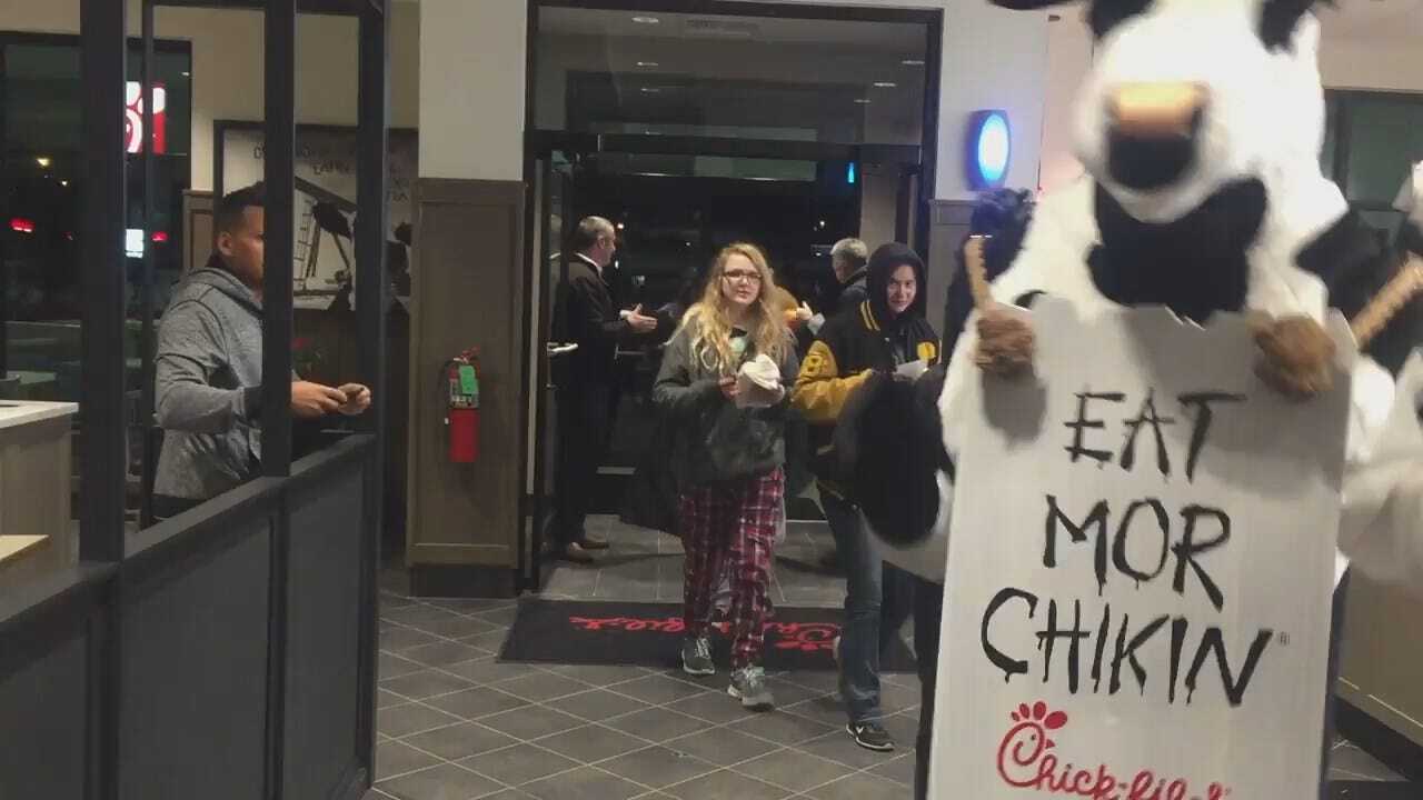 WEB EXTRA: Chick-fil-A Video Of First Customers Inside Restaurant