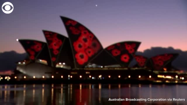 WATCH: The Sydney Opera House Lights Up For Remembrance Day