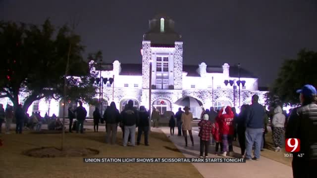 Union Station In Scissortail Park In Holiday Spirit With New Light Show 