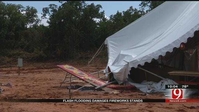 Flash Flooding Damages Fireworks Stand