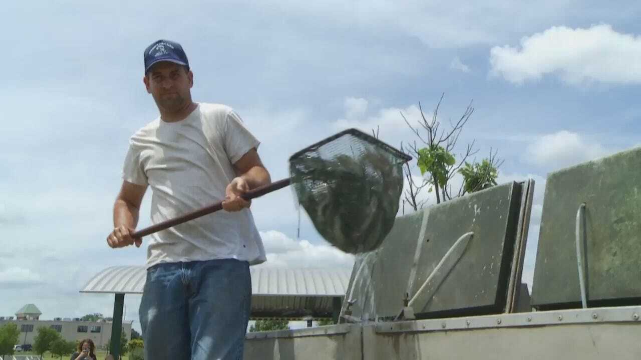 WEB EXTRA: Video Of Stocking Tulsa Area Ponds Ahead Of 'Take Me Fishing Day'