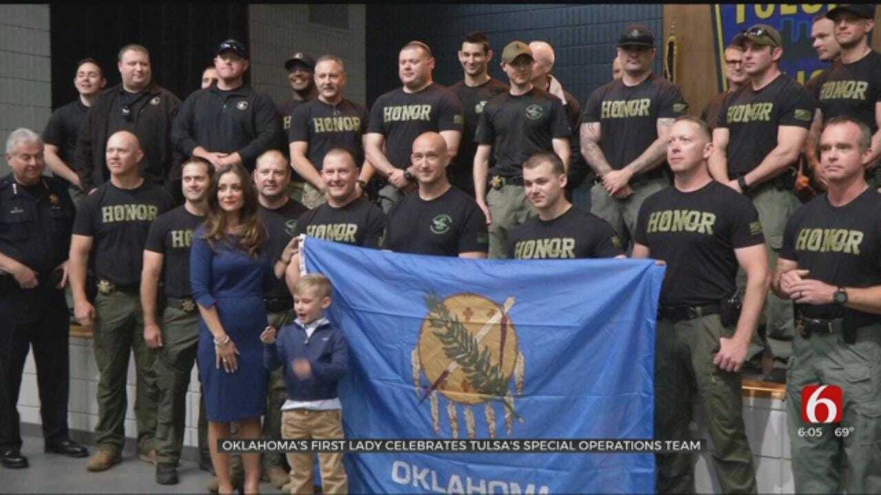 Oklahoma's First Lady Visits TPD Spec Ops Team Before International Competition