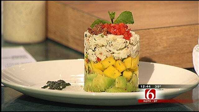 Waterfront Grill's Crab Mango and Avocado Stack With Newport Beach Salad