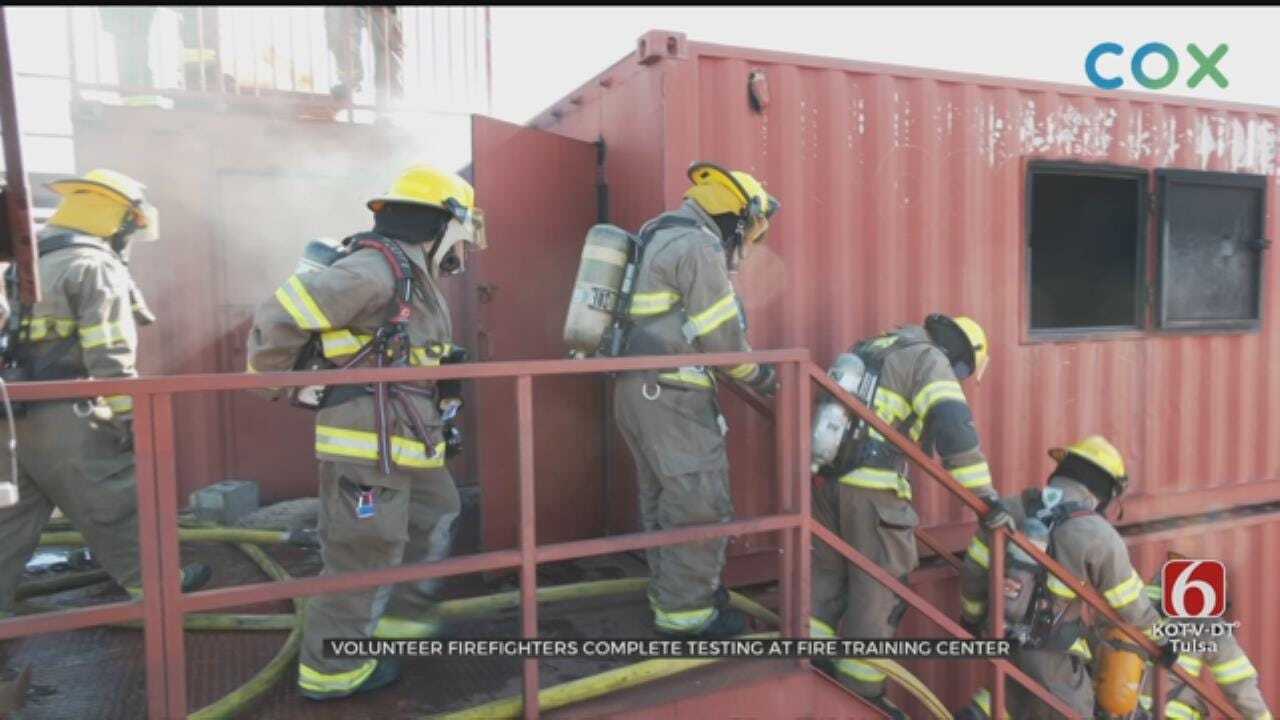 Volunteer Firefighters Complete Testing At Tulsa Fire Training Center