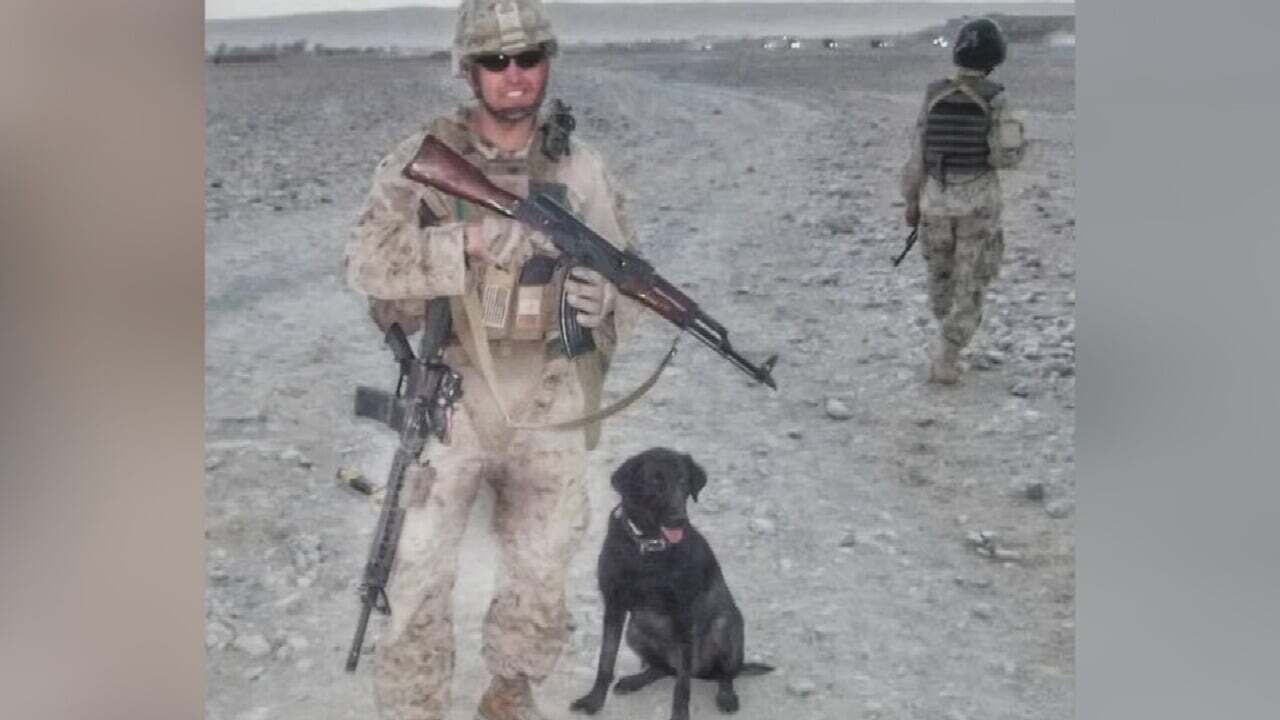 U.S. Marine Says Goodbye To Service Dog With Community Support
