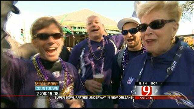 Super Bowl Fans Line Up Bourbon Street In New Orleans