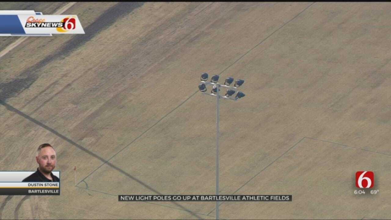 SKY VIEW: New Light Poles Go Up At Bartlesville Athletic Fields
