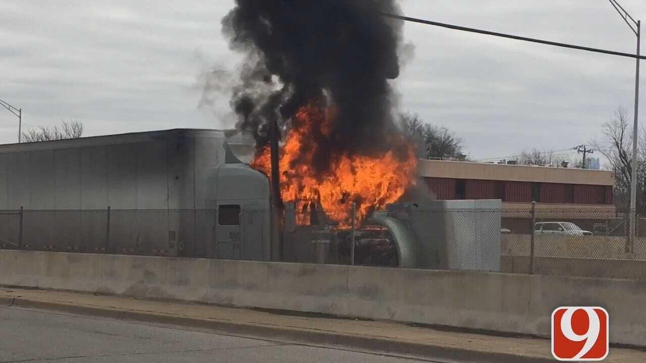 WEB EXTRA: On The Way Back To The Station, News 9 Crew Spots Semi Fire