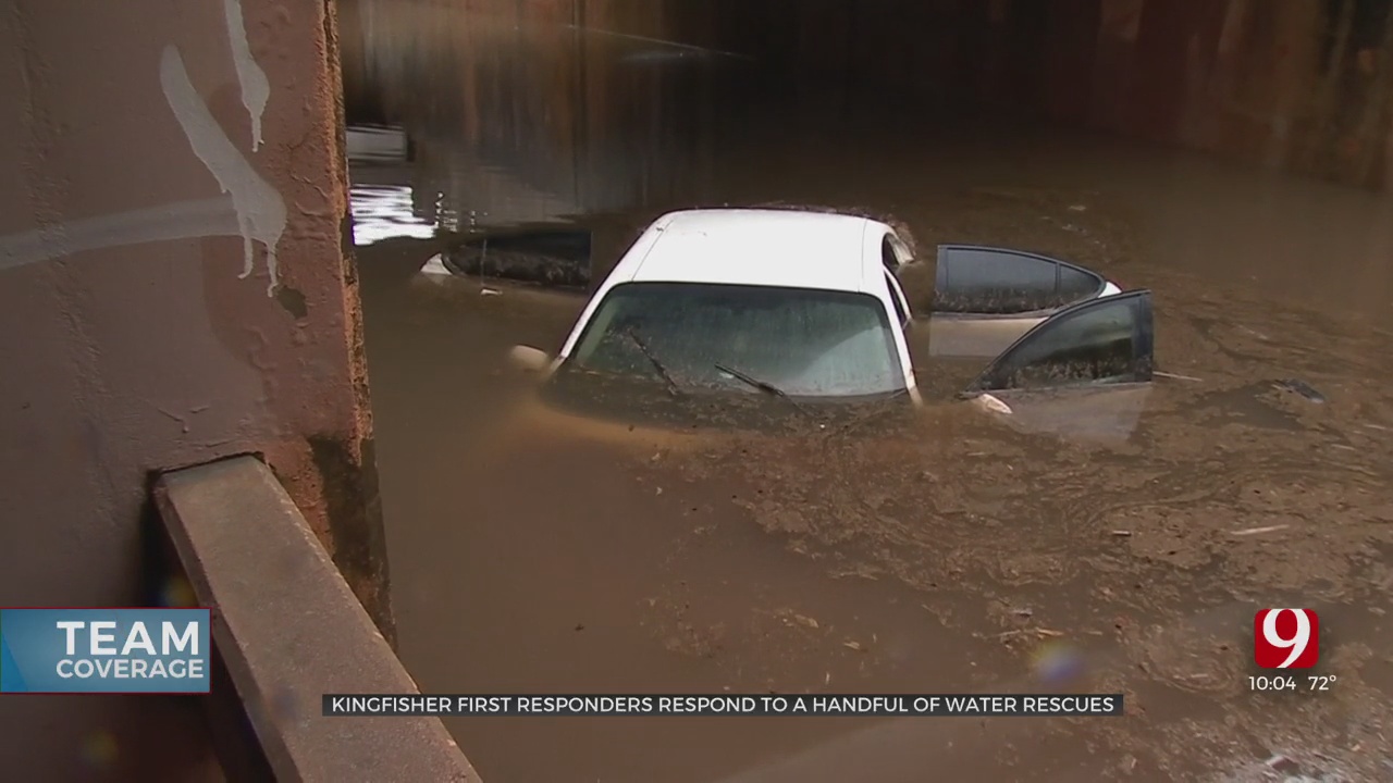 Car Submerged, Driver Rescued In Kingfisher After Downpour Across Oklahoma 