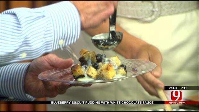 Made In Oklahoma: Blueberry Biscuit Pudding