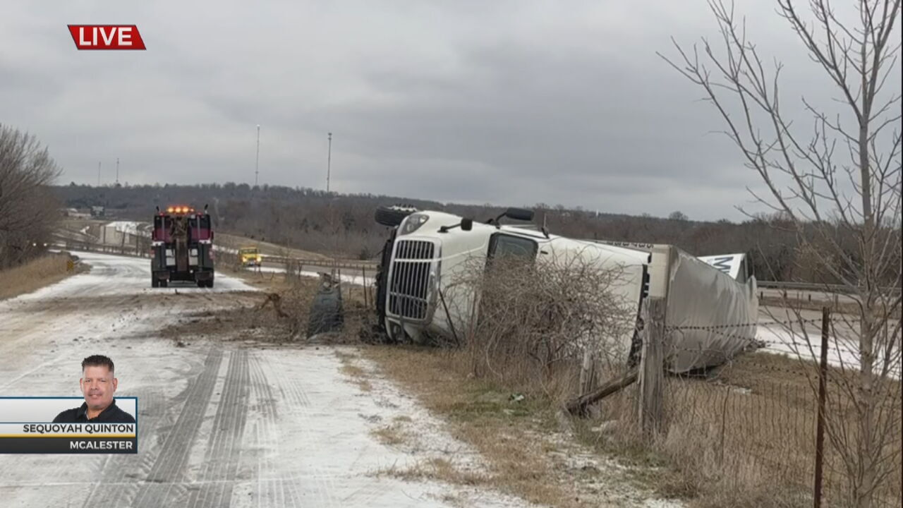 Semi Crashes On Icy Road Near McAlester 