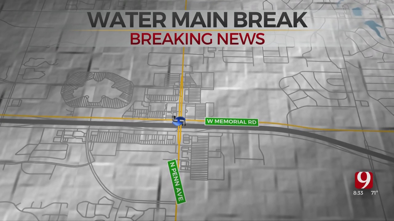OKC Officials Attending To Water Main Break In Northwest Oklahoma City 