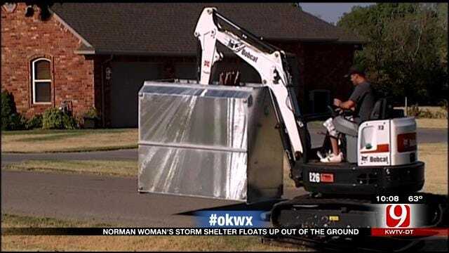 Norman Woman's Storm Shelter Floated Above Ground After Severe Storm