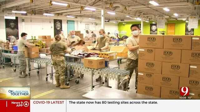 Oklahoma Air National Guard Members Help Regional Food Bank Pack Emergency Boxes
