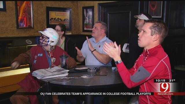 OU Fan Celebrates Team's Appearance In College Football Playoff's