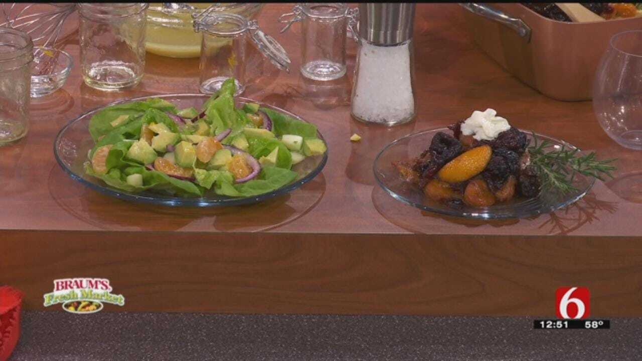 Savory Fruit Over Pound Cake & Orange Salad Dressing