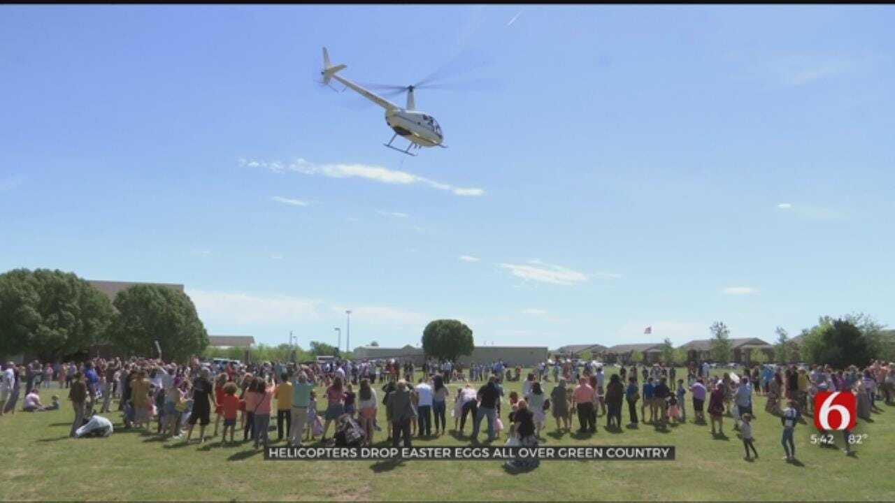 Tulsa County Helicopters Drop Easter Eggs For Easter Weekend