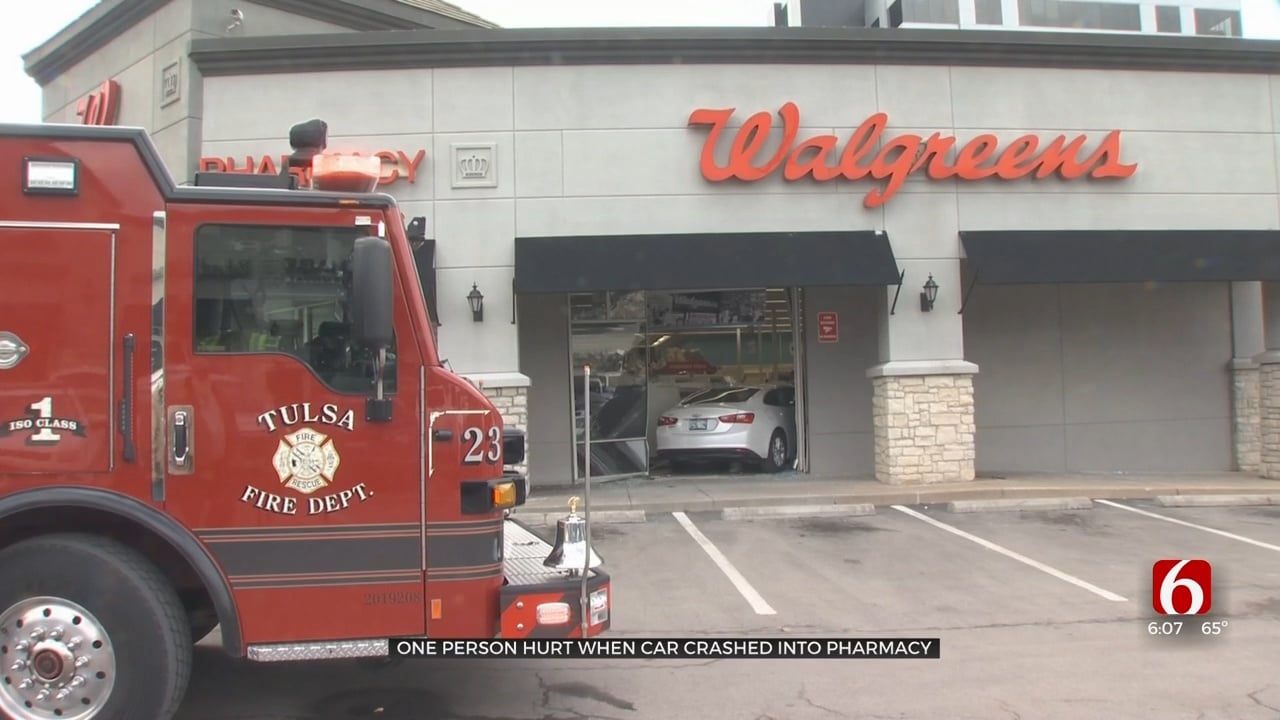 1 Injured, Store Closed After Vehicle Crashes Into Tulsa Pharmacy 