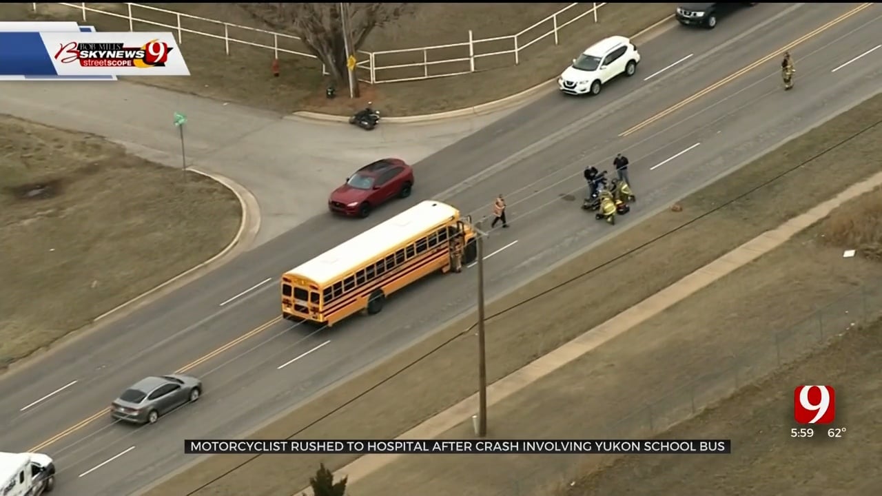 Motorcyclist Injured After Crash Involving School Bus In NW OKC