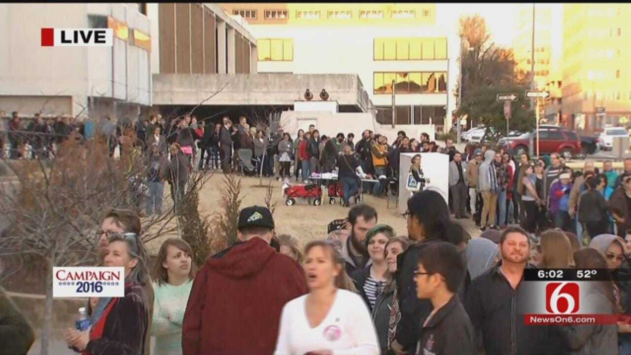 Thousands Line Up For Bernie Sanders Rally In Tulsa