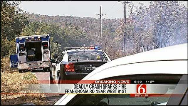 Two People Dead After Truck Collides With Utility Pole, Sparks Grass Fire