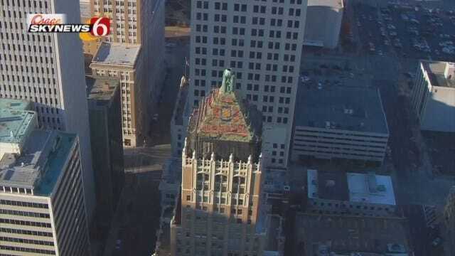 Repairs To Tulsa's Philtower As Seen From Osage SkyNews 6 HD