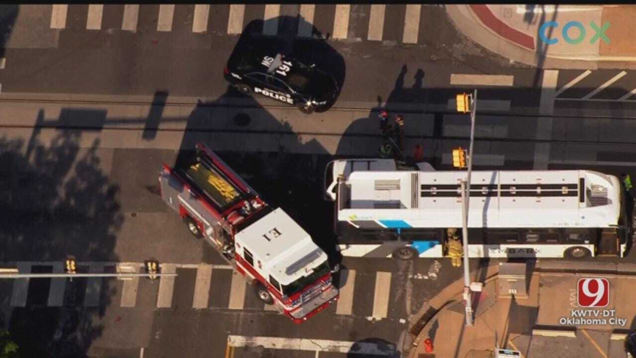 Emergency Crews Respond To City Bus Accident In Downtown OKC