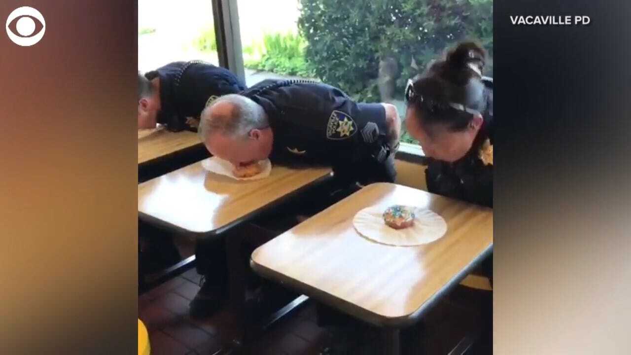 WATCH: Officers Train For Donut Eating Contest