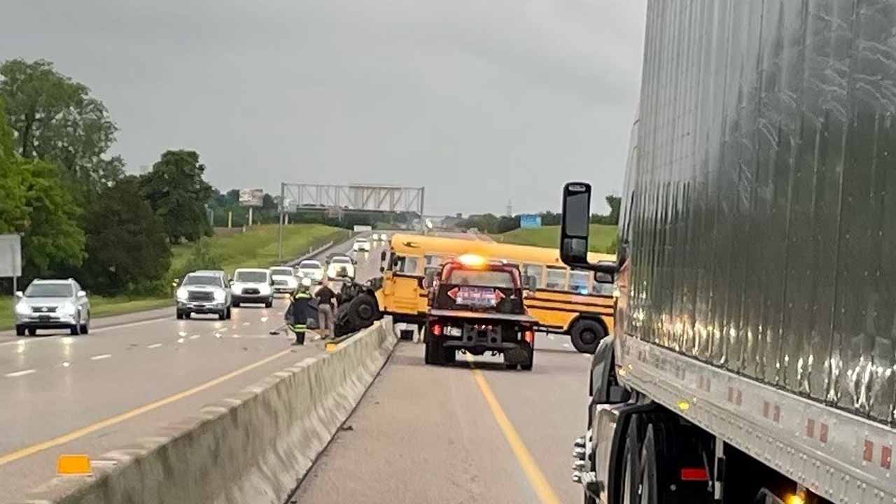OHP Troopers Respond After School Bus Crashes Along The Turner Turnpike