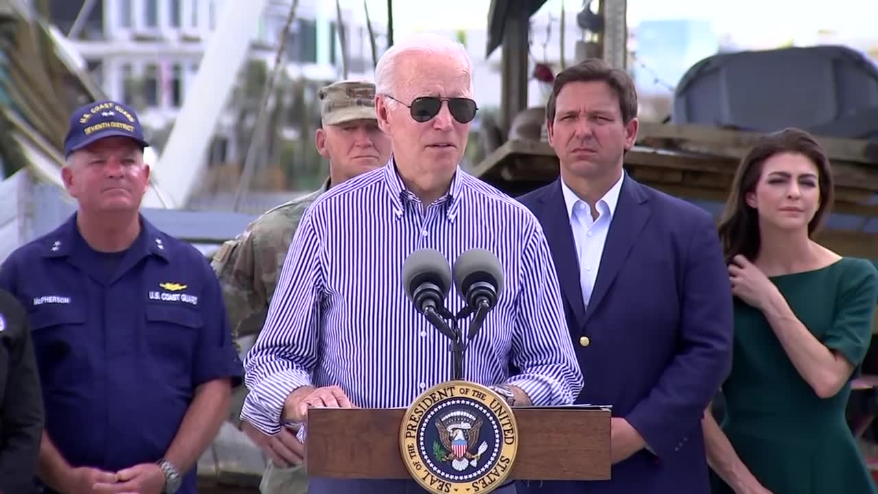 Biden Surveys Hurricane-Ravaged Fort Myers By Helicopter