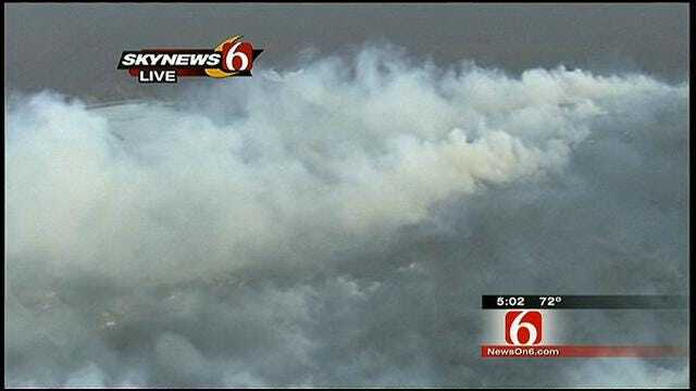 Wind Drives Smoke From Rural Bixby Fire To Tulsa