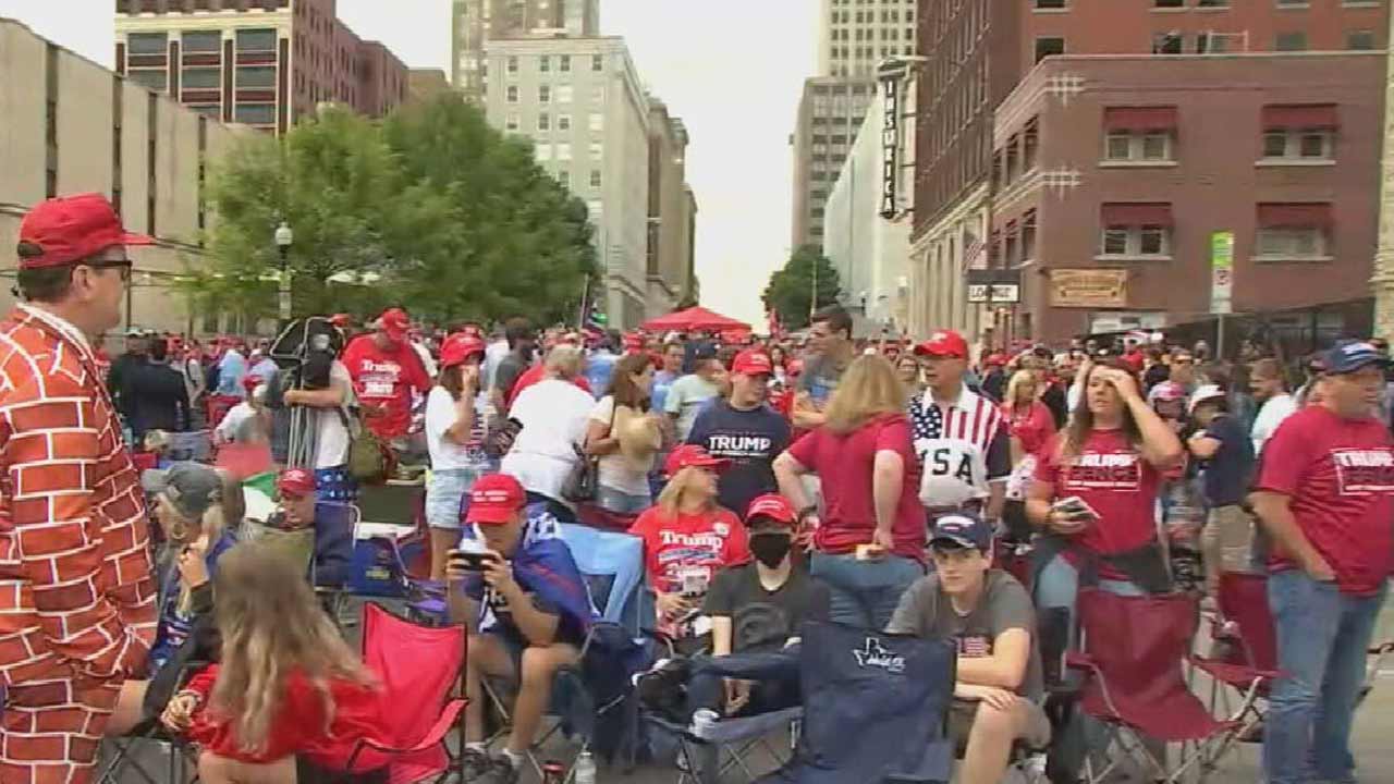 Crowds Gather In Tulsa Ahead Of President Trump's Campaign Rally