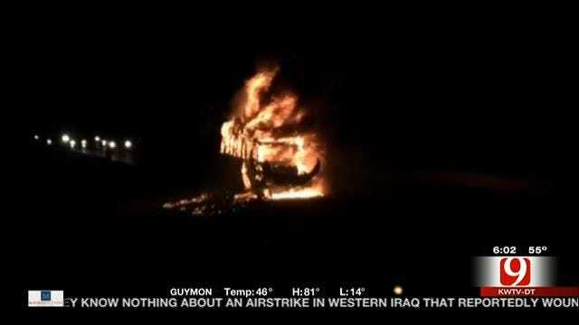 Tour Bus Catches Fire On Turner Turnpike Sunday Night