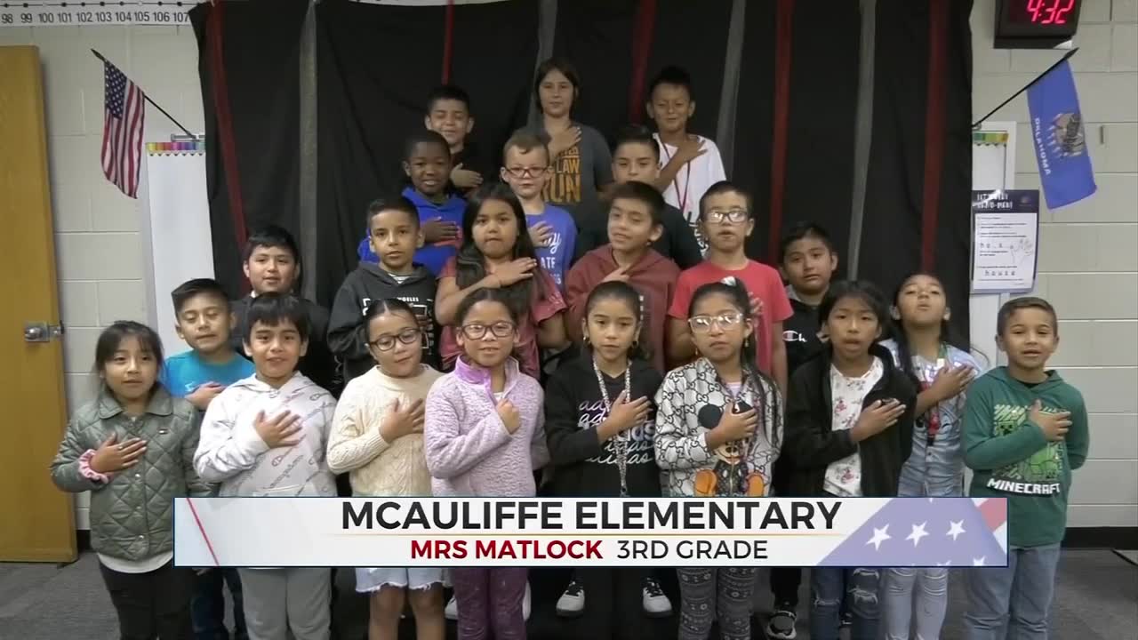 Daily Pledge: Mrs. Matlock's Class From McAuliffe Elementary