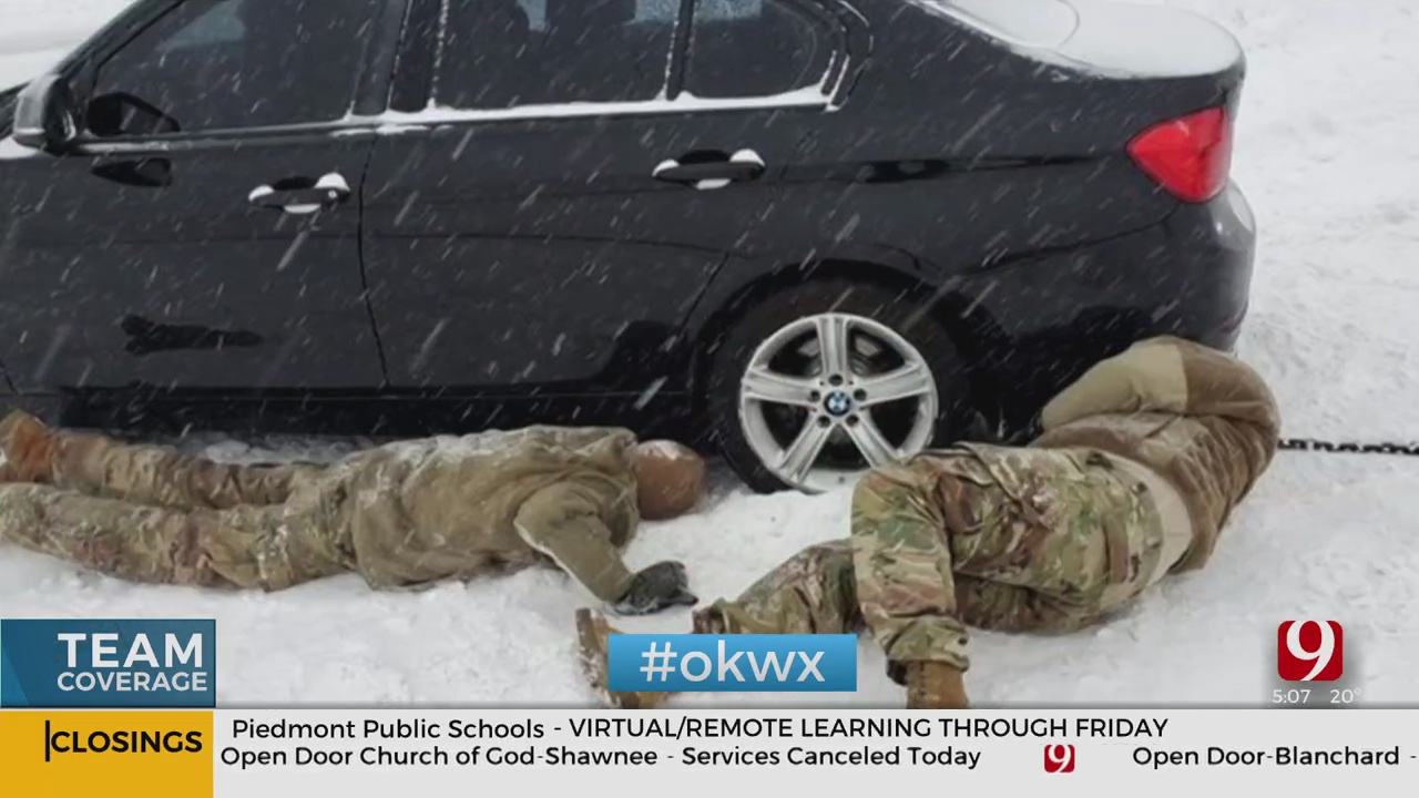 Okla. National Guard Partners With OHP To Help Folks Stranded In The Snow