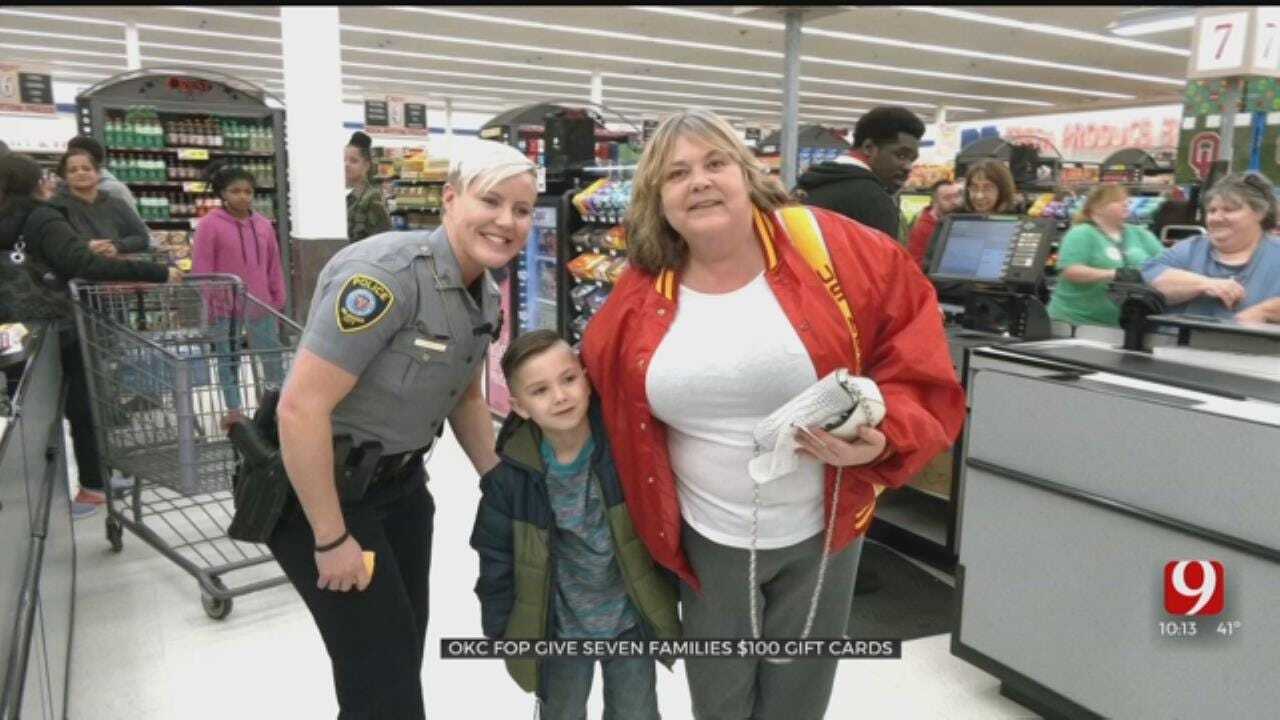 SURPRISE: OKC Officers Give Families Gift Cards At Grocery Store