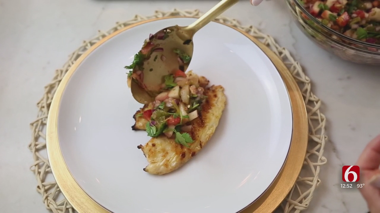 Spicy Tilapia With Hatch Green Chile & Grilled Peach Salsa