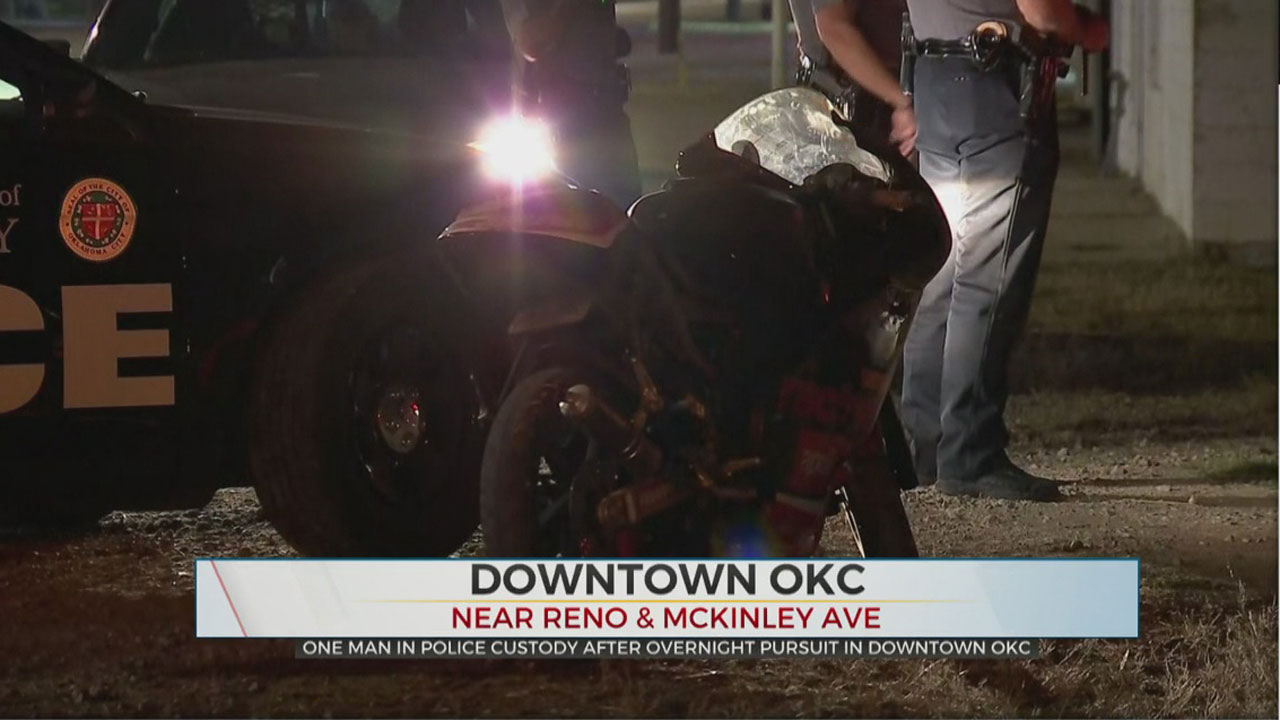 Biker Arrested After Overnight Pursuit, Crash In Downtown OKC 