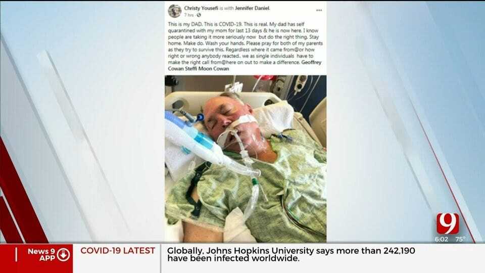 Daughter Of Ponca City Man Shares Heartbreaking Photo Of His Coronavirus Battle