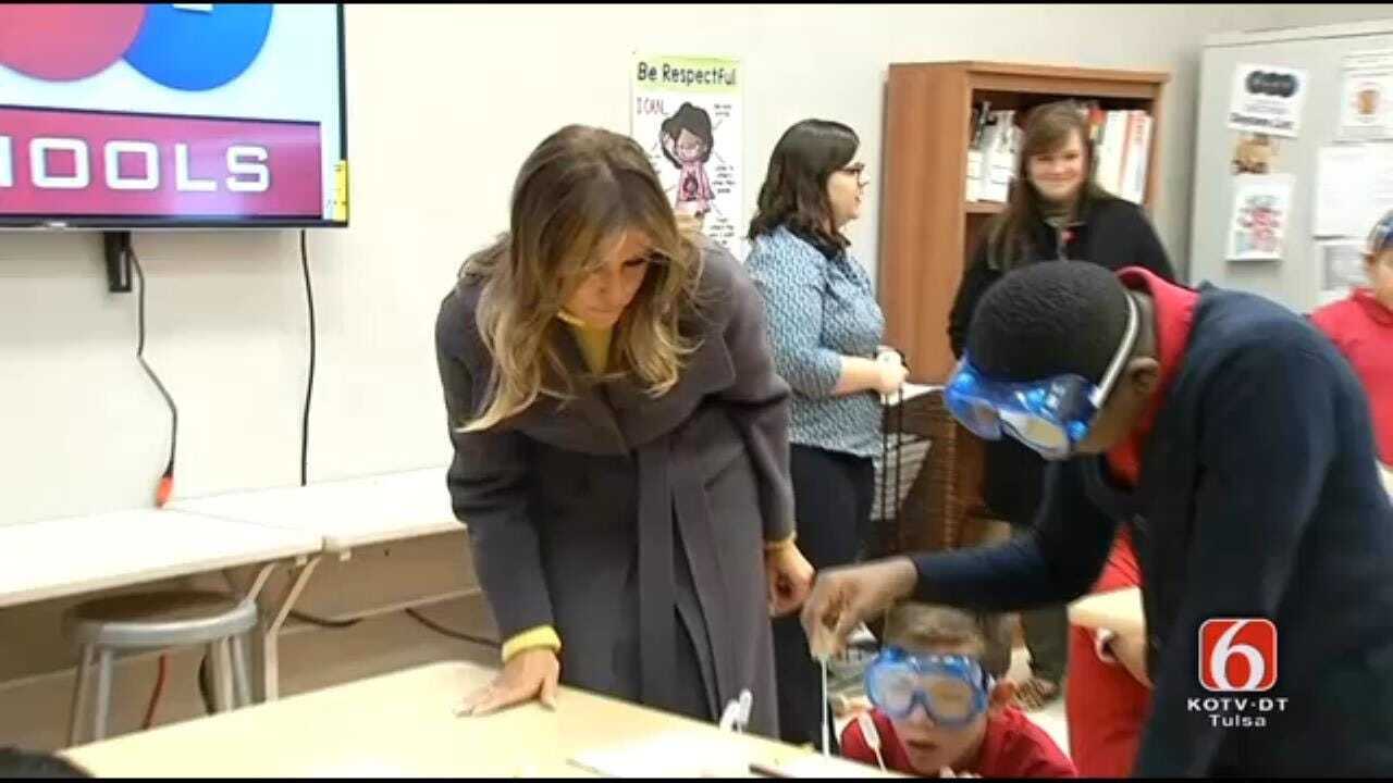 WATCH: First Lady Melania Trump Visits Tulsa Science Class