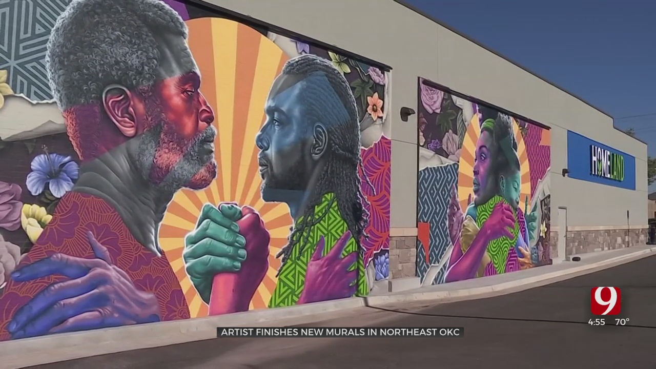 Artist Puts Finishing Touches To New Murals At Homeland In NE OKC
