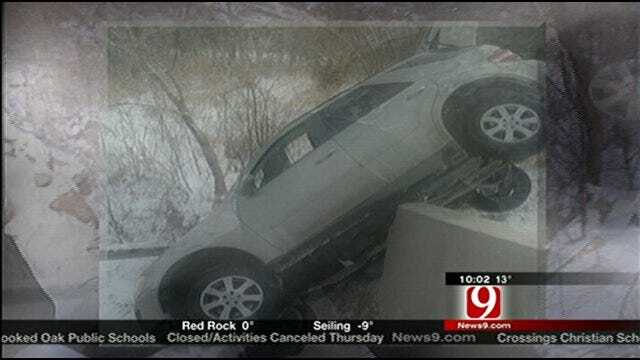 Car Slides Off Moore Road, Owner Crawls Out Trunk To Safety
