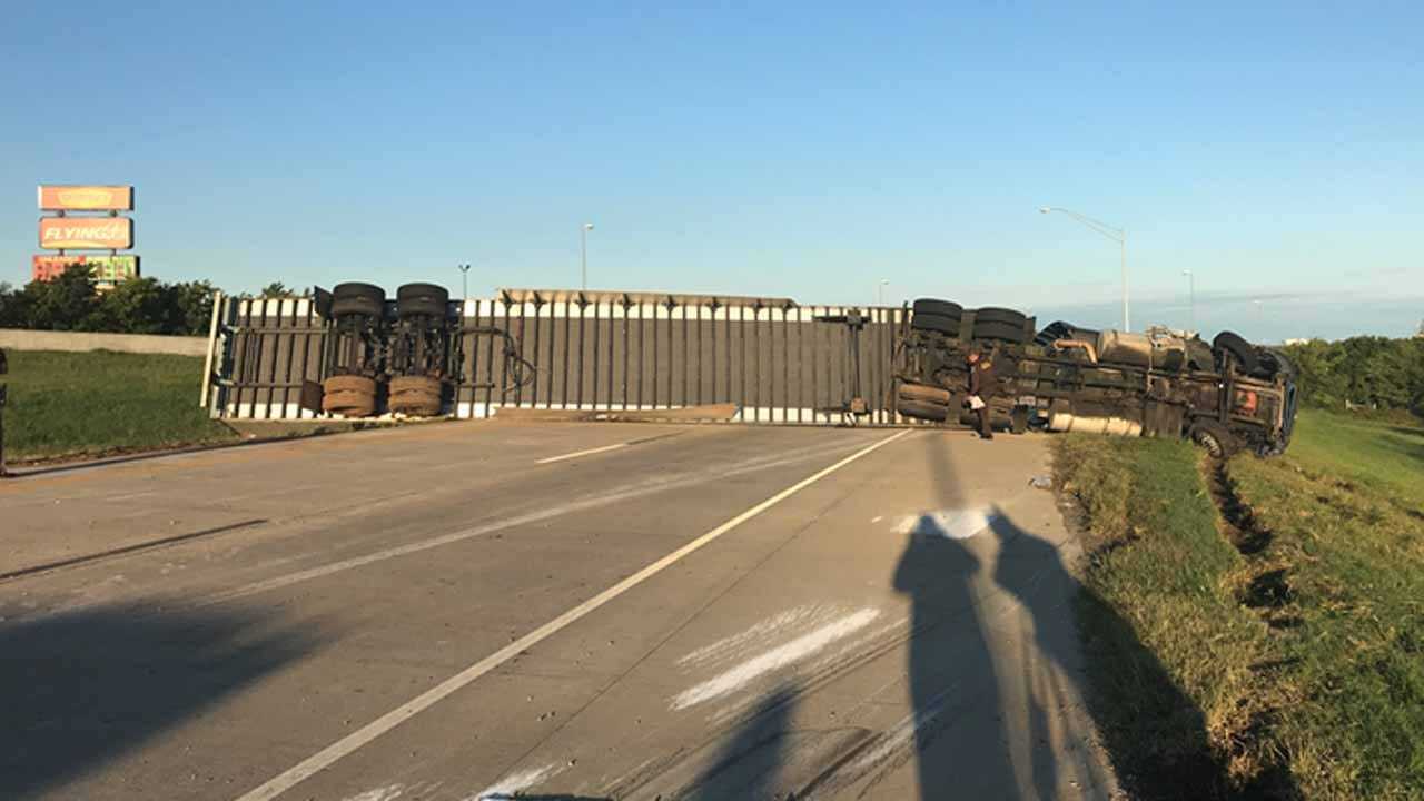 Dave Davis: Semi Carrying Axles Flips On Tulsa Highway Ramp